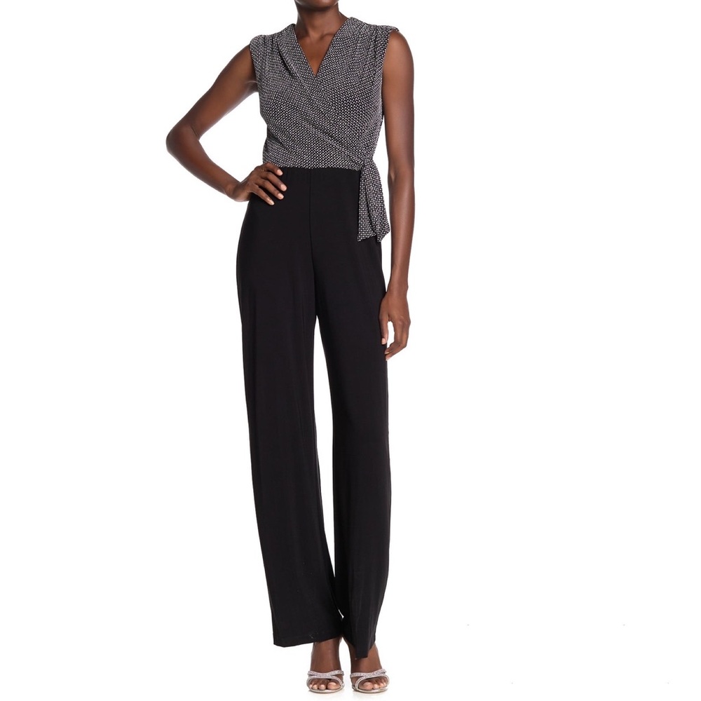 (NWT) MARINA ONXY NITR Glitter dot Surplice Jumpsuit